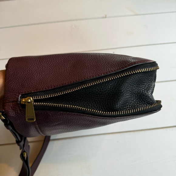 FOSSIL Leather Preston Crossbody Bag Purse Adjustable Strap Espresso Brown - Picture 4 of 10